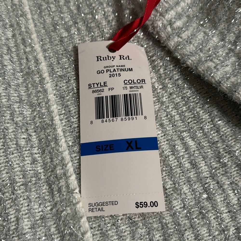 NWT ruby rd. Metallic silver sweater, XL - Picture 7 of 7